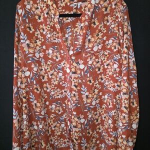 Kut from the Kloth Orange Floral Blouse